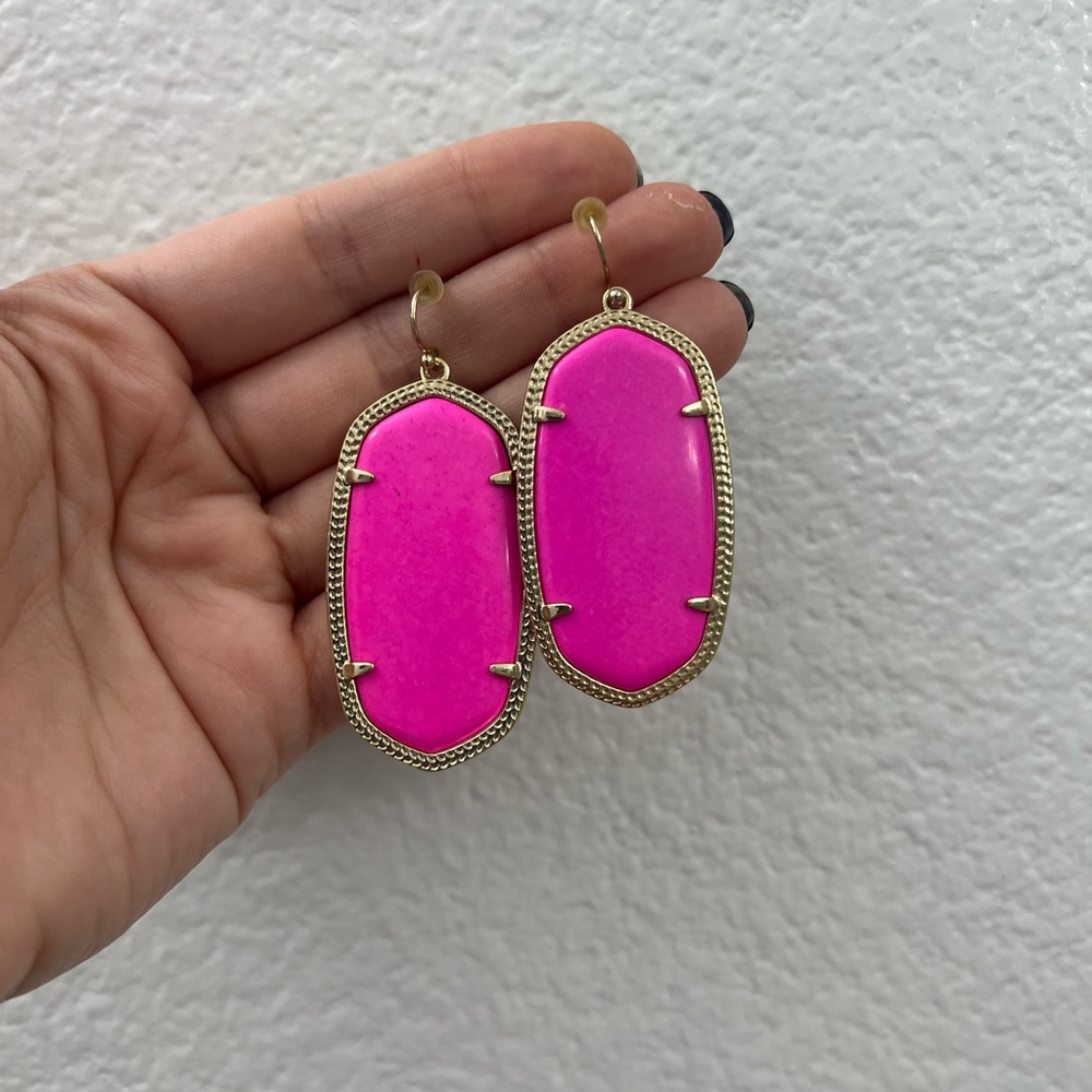 Kendra Scott Bright Pink and Gold Earrings